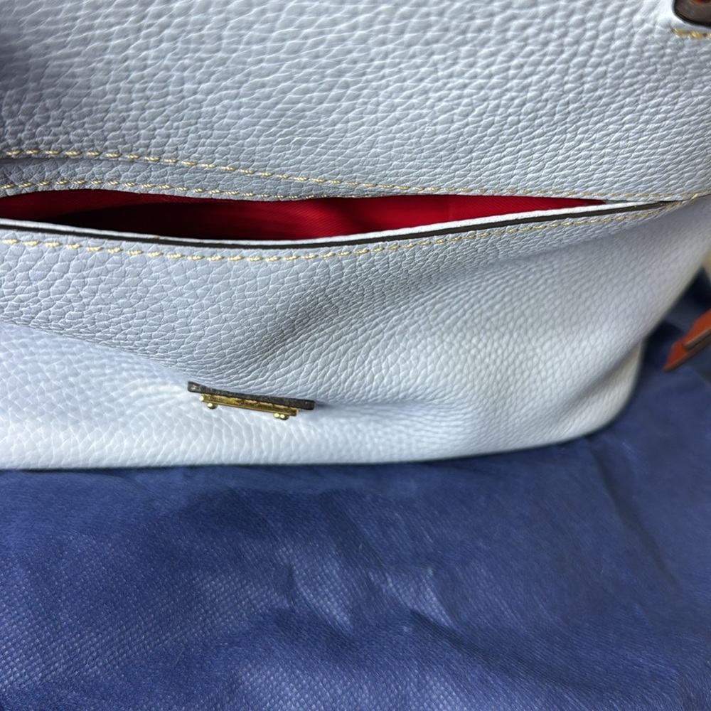 Dooney & Bourke Carter Domed Satchel in Pebble Grain Leather Light Lavender/Blue - Picture 6 of 12